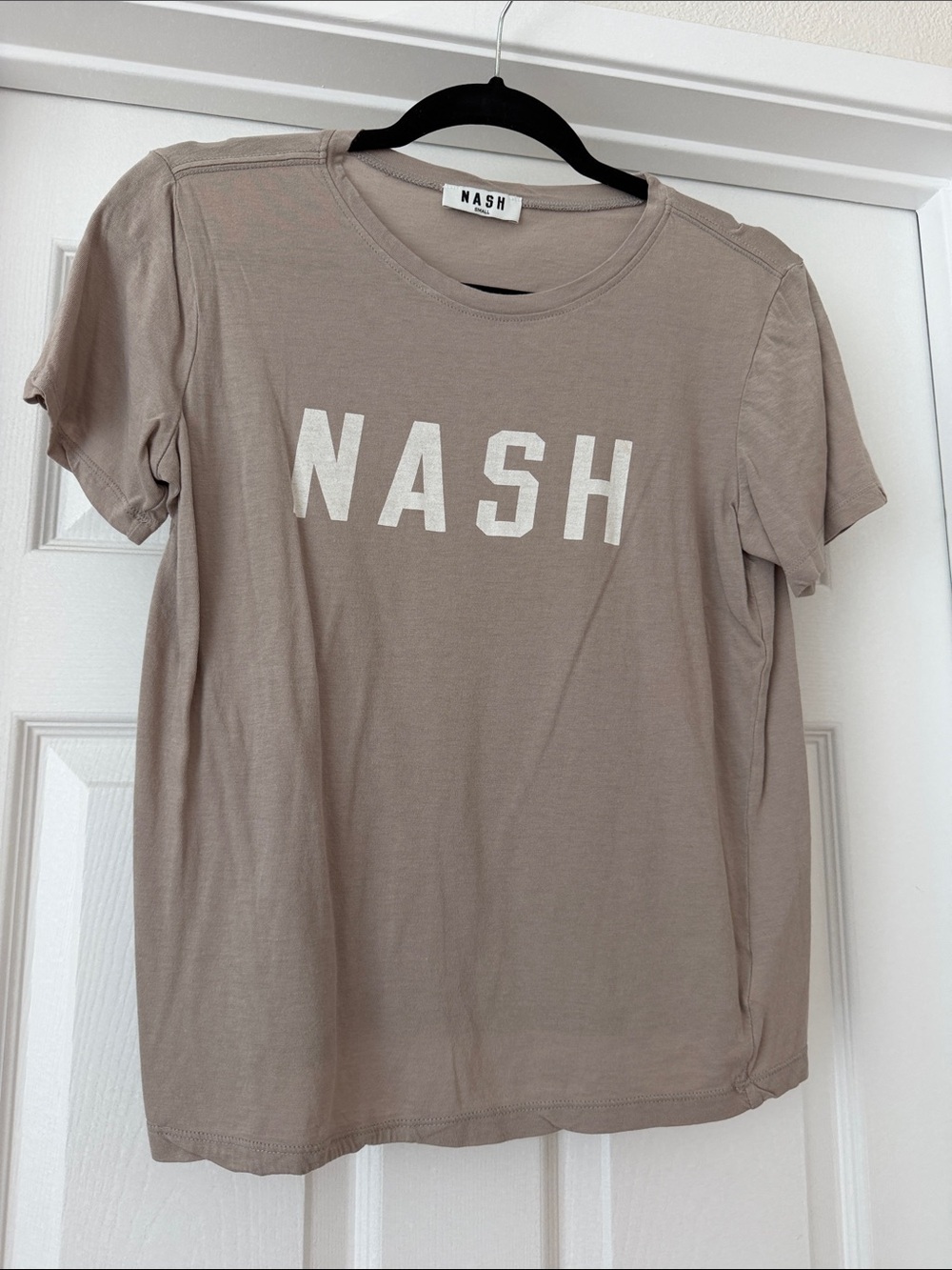 Ash Taupe Graphic Tee with White NASH Logo